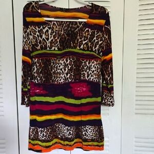 Milano Vibrant Long Sleeve Dress Or Top with Animal Print